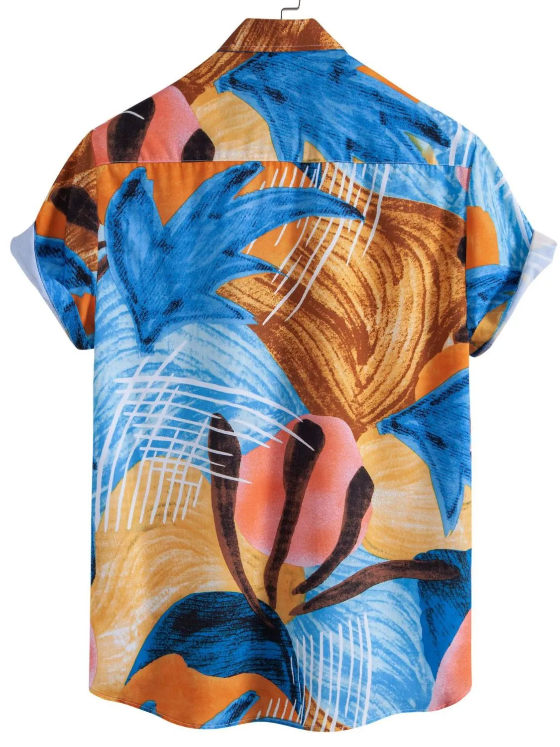 Men's Tropical Print Short Sleeve Button-Up Shirt NicholesGifts