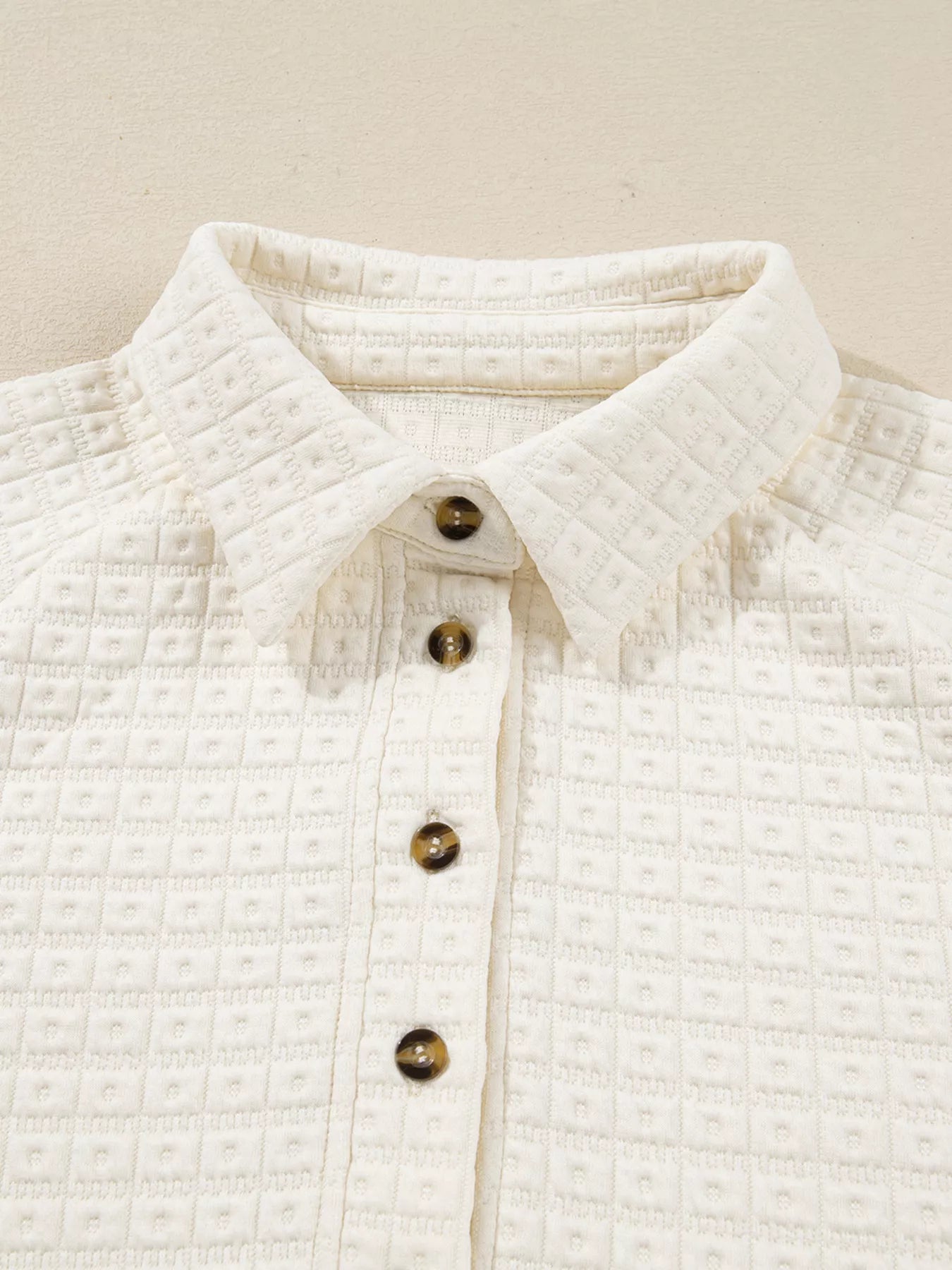 Textured Half Button Collared Sweatshirt nicholesgifts