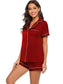 Printed Button Up Short Sleeve Top and Shorts Lounge Set nicholesgifts