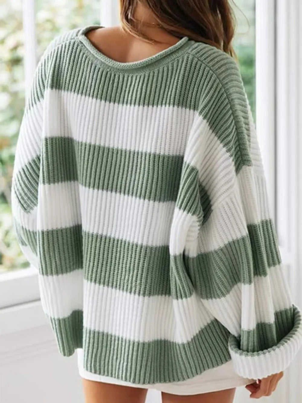 Round Neck Long Sleeve Sweater Trendsi