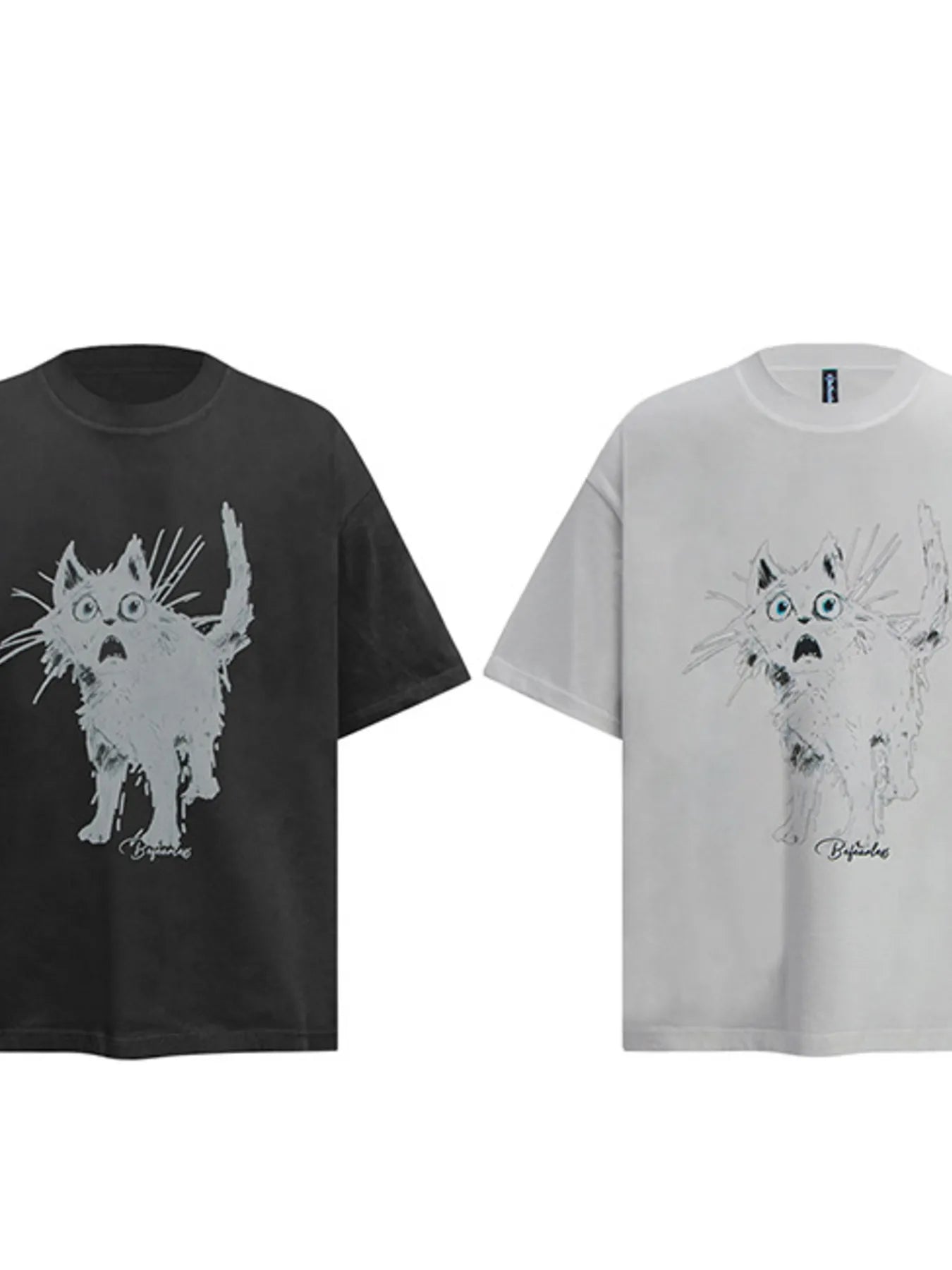Men's Cat Graphic Short Sleeve Oversized T-Shirt Trendsi