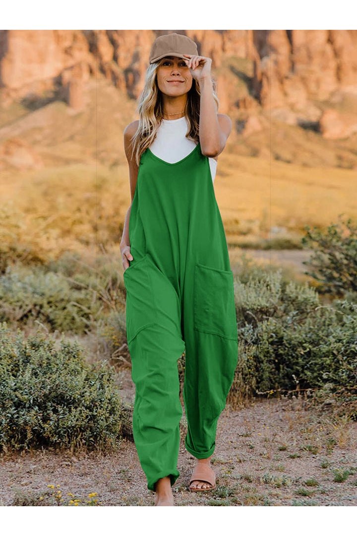 Double Take Full Size Sleeveless V-Neck Pocketed Jumpsuit nicholesgifts