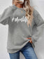 NicholesGifts Women Letter Graphic Mom Life Round Neck Sweatshirt nicholesgifts