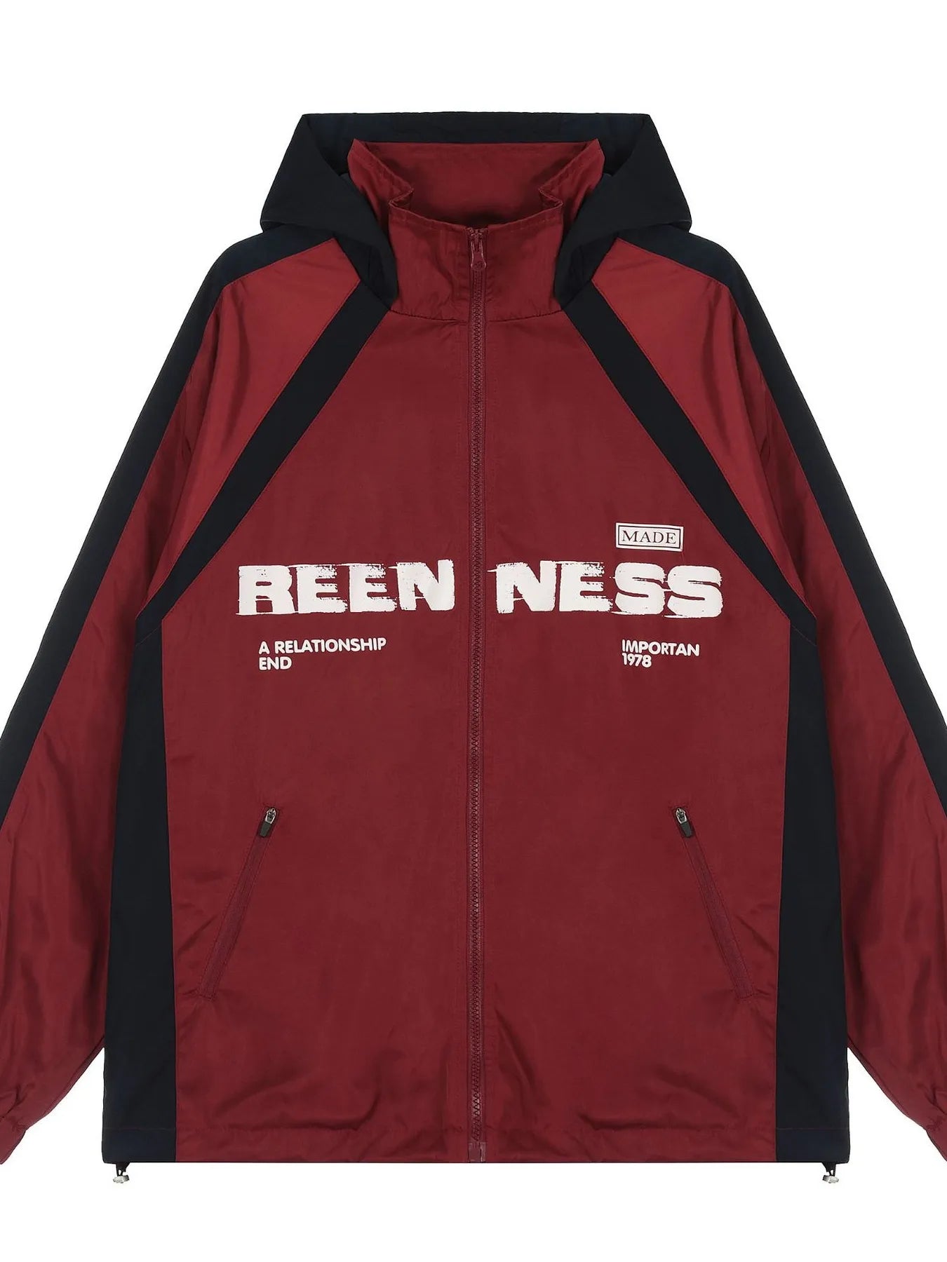 Men's Letter Zip Up Hooded Windbreaker Jacket Trendsi