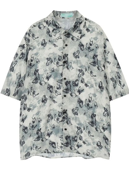 Men's Printed Oversized Short Sleeve Shirt nicholesgifts