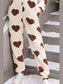 Fuzzy Heart Zip Up Hooded Lounge Jumpsuit nicholesgifts