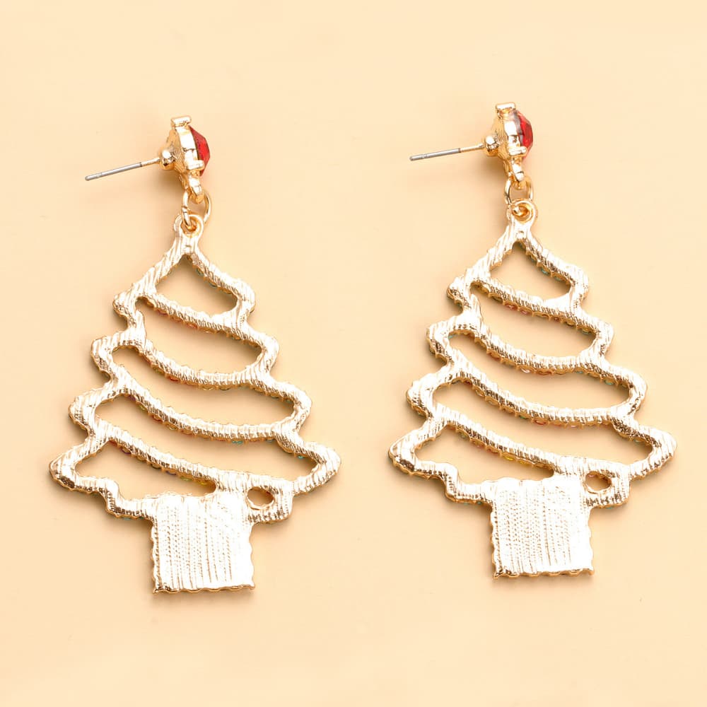 Rhinestone Alloy Christmas Tree Earrings NicholesGifts