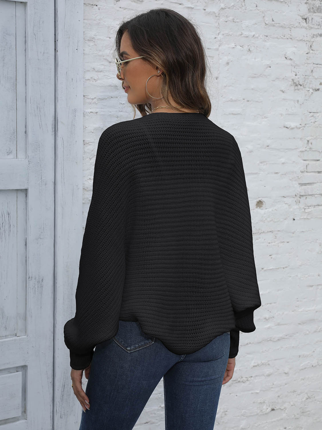 Bat Sleeve Open Front Short Cardigan nicholesgifts