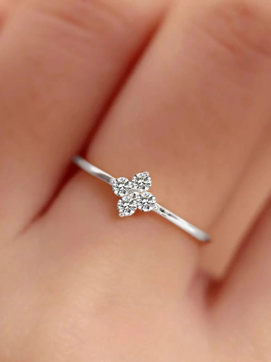 925 Sterling Silver Four-Leaf Clover Ring Trendsi
