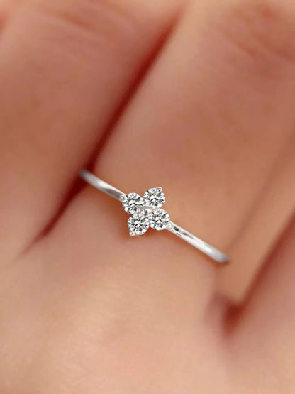 925 Sterling Silver Four-Leaf Clover Ring Trendsi
