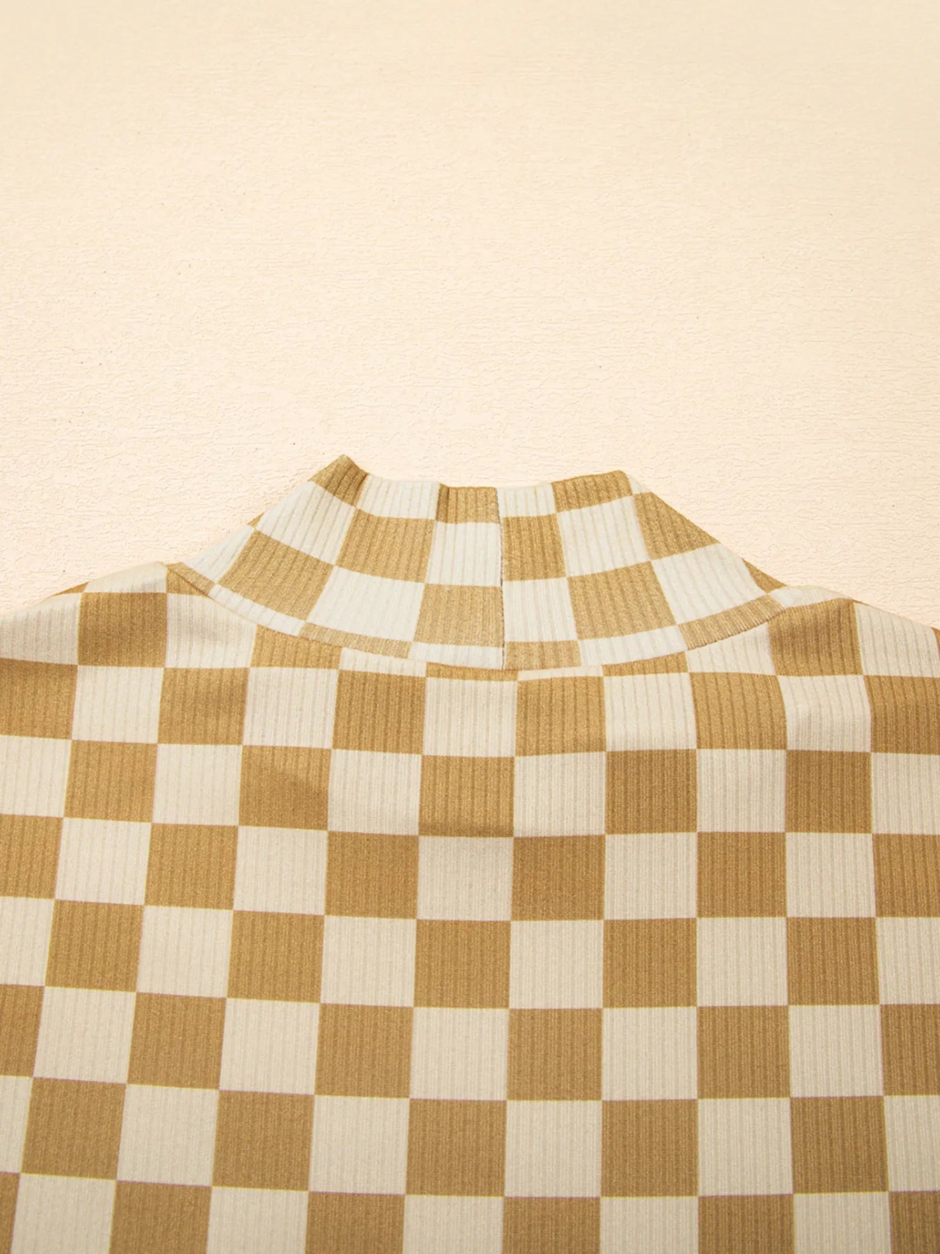 Check Pattern Turtleneck Slim Long Sleeve Tee Trendsi