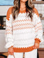 Zigzag Geometric Pattern Round Neck Sweater nicholesgifts