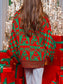 Women Christmas Candy Cane Contrast Round Neck Sweater nicholesgifts
