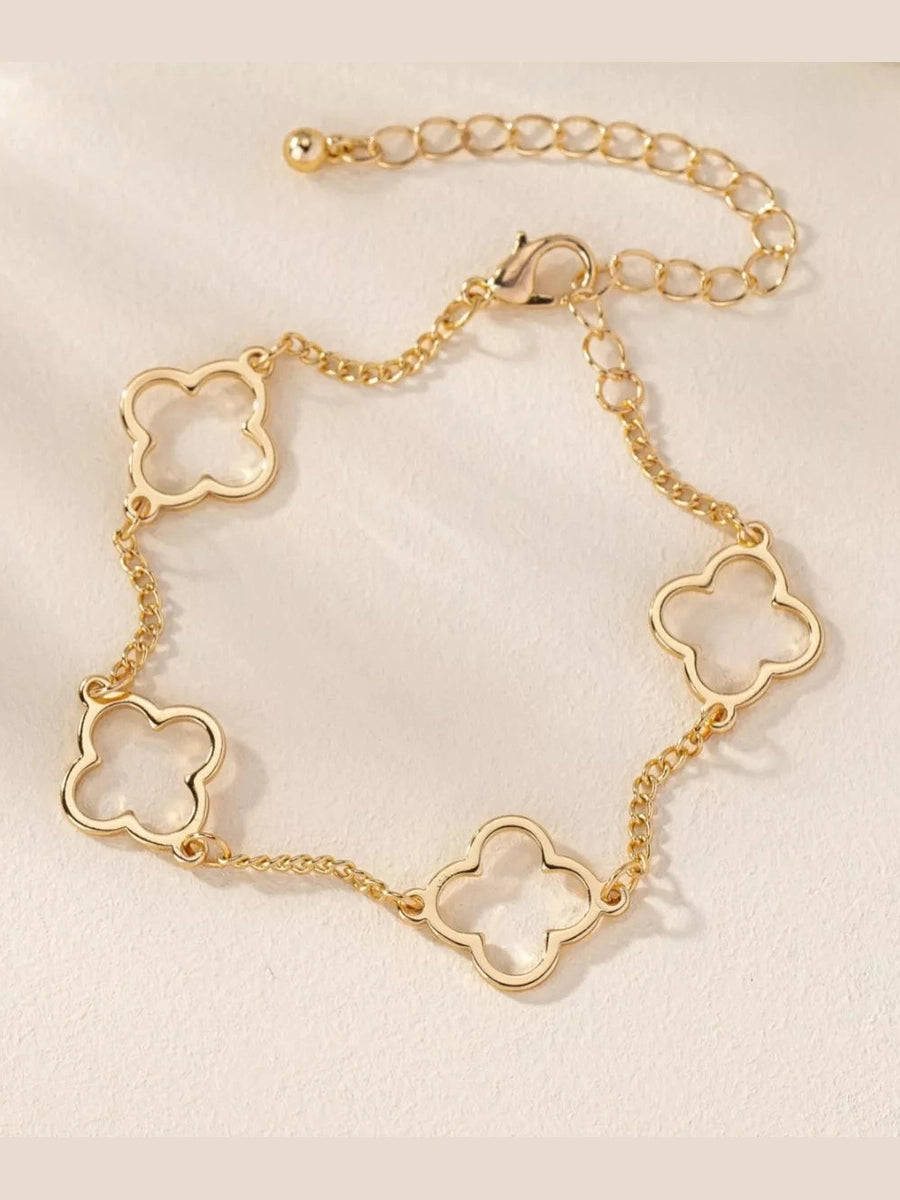18K Gold-Plated Four Leaf Clover Bracelet nicholesgifts