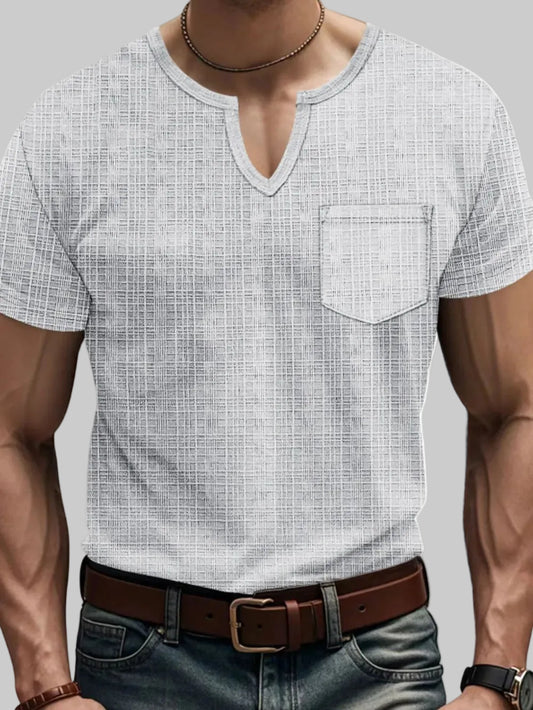Men's Full Size Notched Short Sleeve T-Shirt Plus Size nicholesgifts