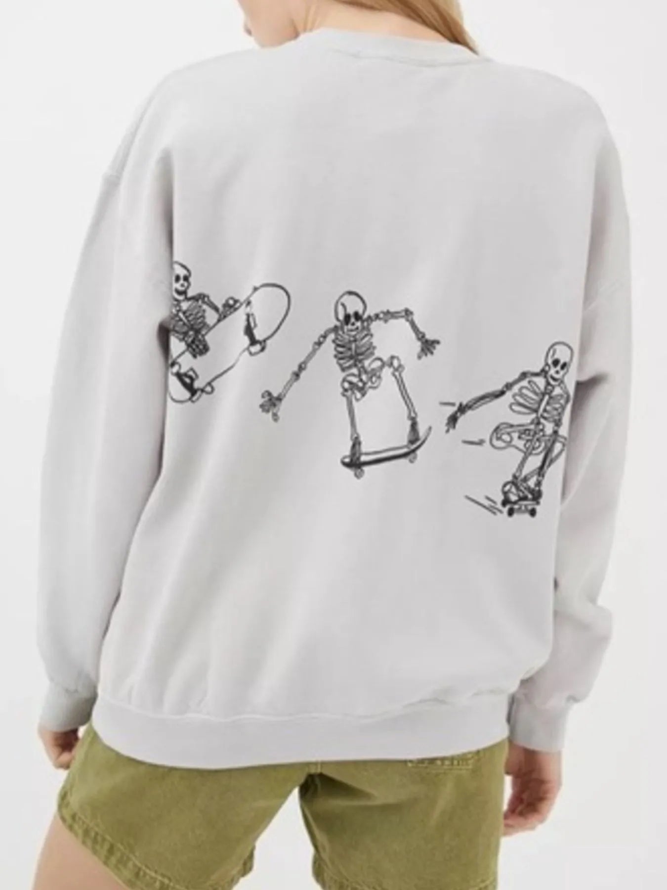 Skeleton Graphic Oversized Sweatshirt Trendsi