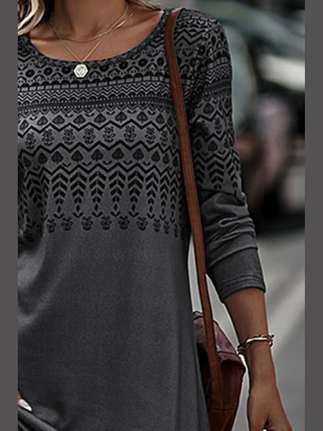 Printed Round Neck Long Sleeve T-Shirt NicholesGifts