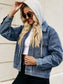 Drawstring Hooded Button Up Denim Jacket nicholesgifts