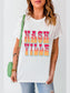 Letter Graphic Round Neck Short Sleeve T-Shirt nicholesgifts