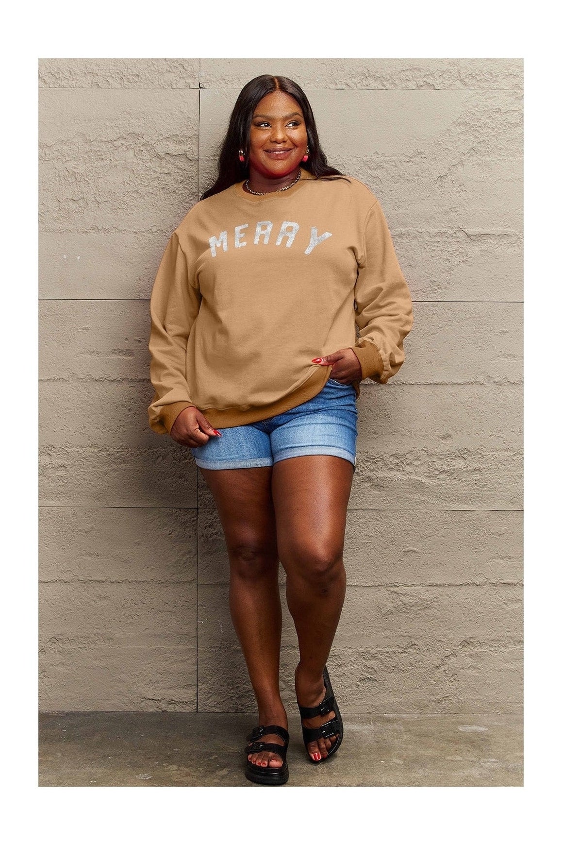 Simply Love Full Size MERRY Graphic Sweatshirt nicholesgifts