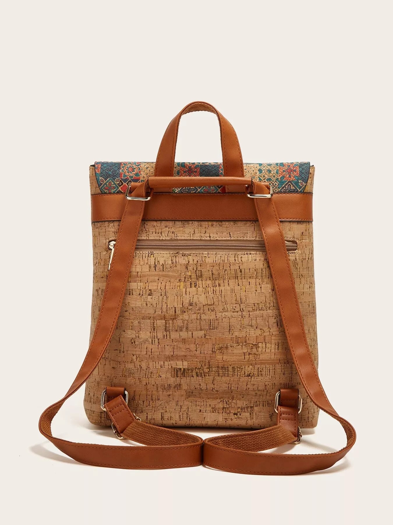 Vintage Bark Print Flap Backpack nicholesgifts