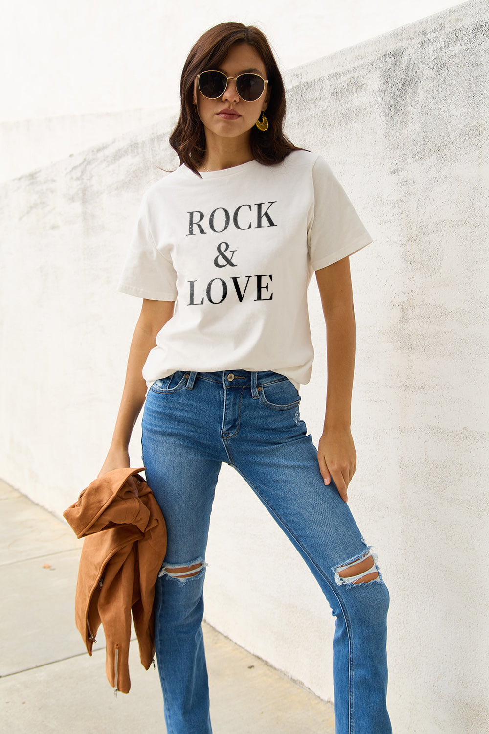 Simply Love Full Size ROCK ＆ LOVE Short Sleeve T-Shirt nicholesgifts