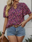 Women Printed Notched Flutter Sleeve Blouse nicholesgifts