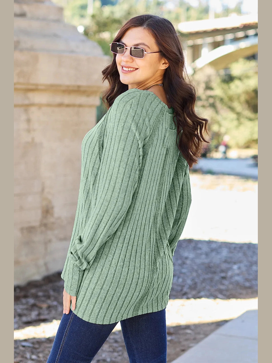 Basic Bae Full Size Ribbed Round Neck Long Sleeve Knit Top nicholesgifts