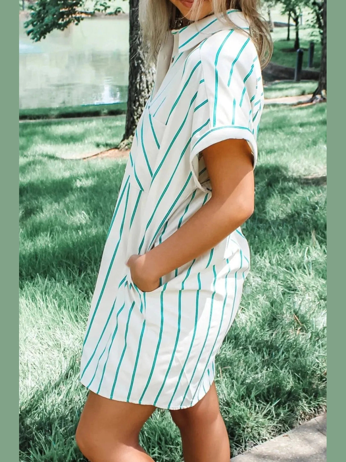 St Patricks Striped Wide Short Sleeve Shift Mini Shirt Dress NicholesGifts