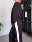 Full Size Contrast Round Neck Top and Pants Set Plus Size nicholesgifts