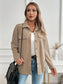 Textured Collared Neck Button Down Shacket nicholesgifts