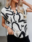 Women Printed Notched Short Sleeve Blouse nicholesgifts
