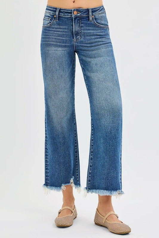 RISEN Full Size Mid Rise Crop Straight Jeans Plus Size NicholesGifts
