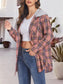Plaid Drawstring Button Up Hooded Jacket nicholesgifts