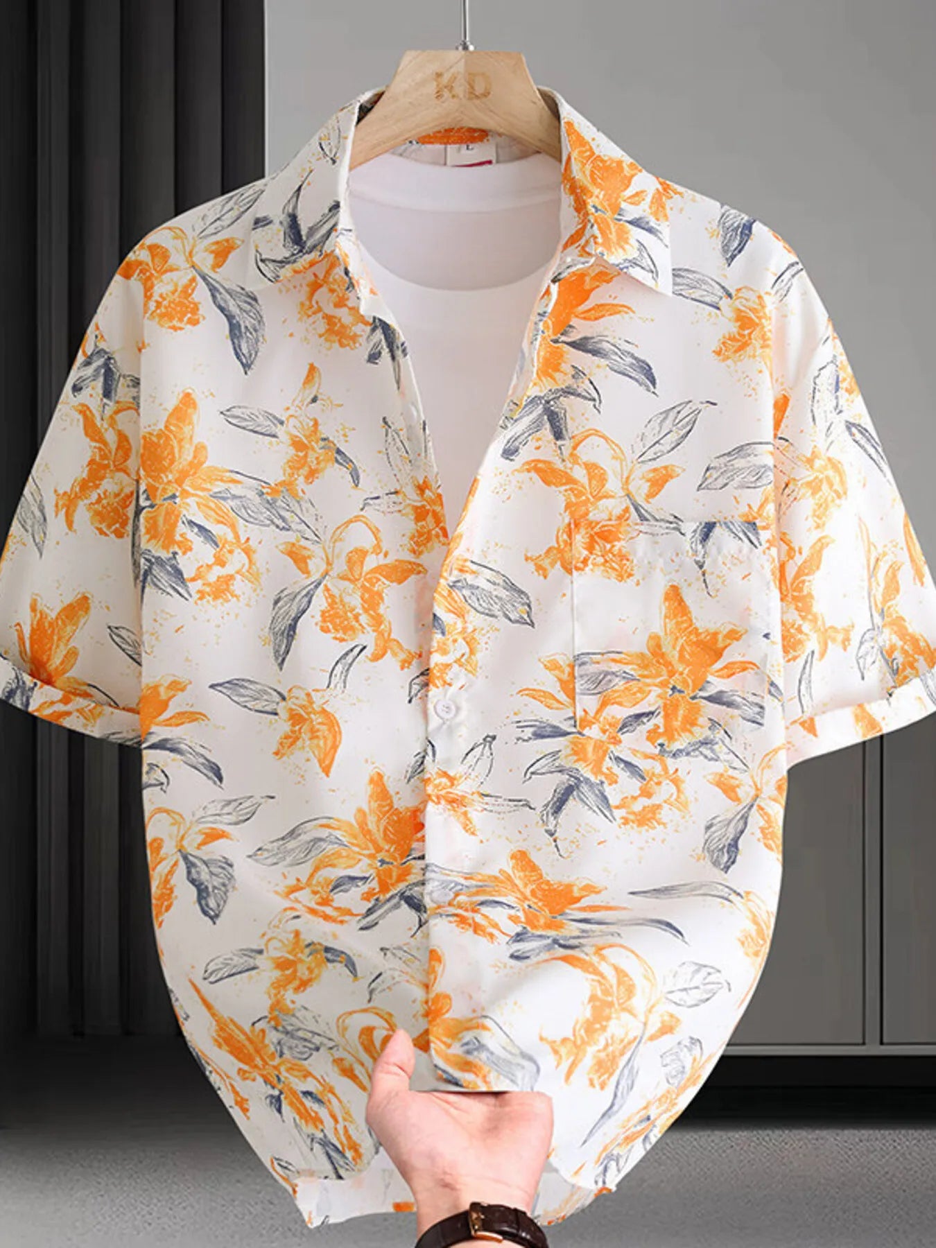 Men's Plus Size Hawaiian Print Short Sleeve Shirt NicholesGifts