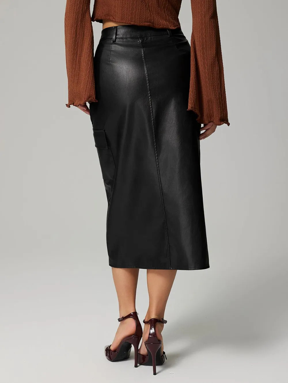 Slit Midi Skirt with Pockets nicholesgifts