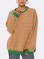 Striped Round Neck Long Sleeve Sweatshirt nicholesgifts