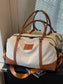 Canvas Leather Trim Travel Bag nicholesgifts