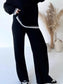 Contrast Trim Round Neck Top and Pants Sweater Set nicholesgifts