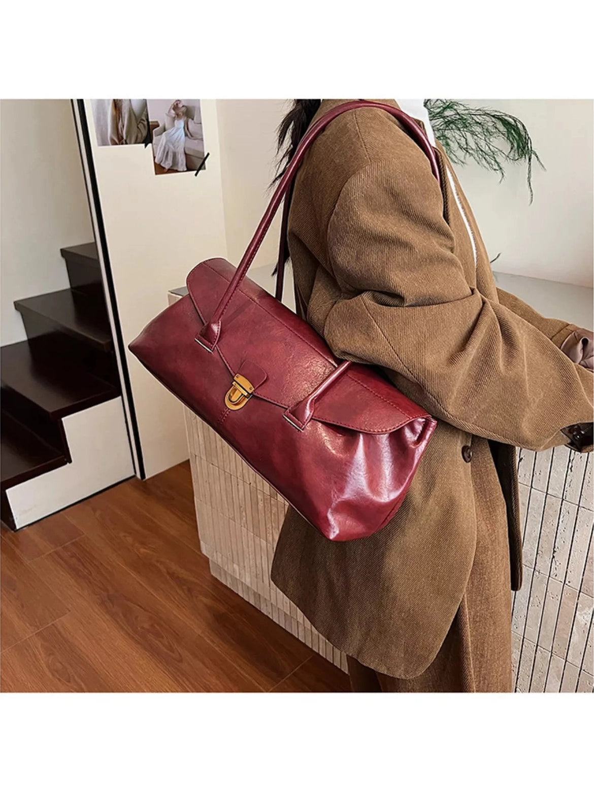 Vintage Style Leather Shoulder Bag nicholesgifts