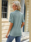 Women Eyelet Johnny Collar Puff Sleeve Blouse nicholesgifts