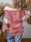 Color Block Striped Johnny Collar Sweatshirt nicholesgifts
