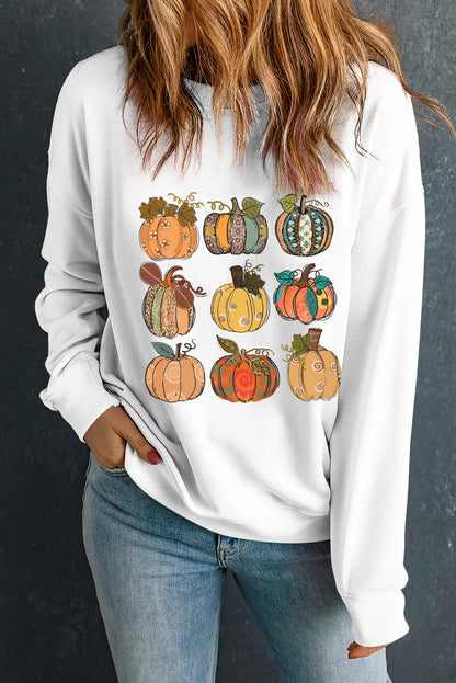 Pumpkin Graphic Long Sleeve Sweatshirt nicholesgifts