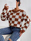 Checkered Round Neck Sweater Trendsi