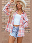 Plaid Button Up Long Sleeve Shacket nicholesgifts