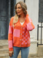 Angel Wings Plaid V-Neck Dropped Shoulder Cardigan nicholesgifts