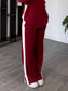 Full Size Contrast Round Neck Top and Pants Set Plus Size nicholesgifts