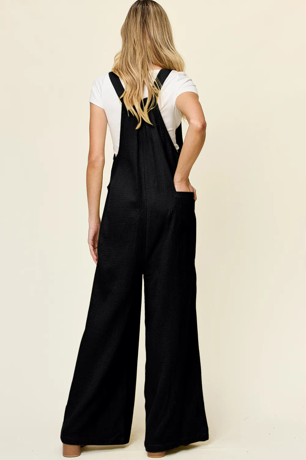 Double Take Full Size Texture Wide Strap Wide Leg Overall NicholesGifts
