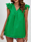 Women Ruched V-Neck Cap Sleeve Blouse nicholesgifts