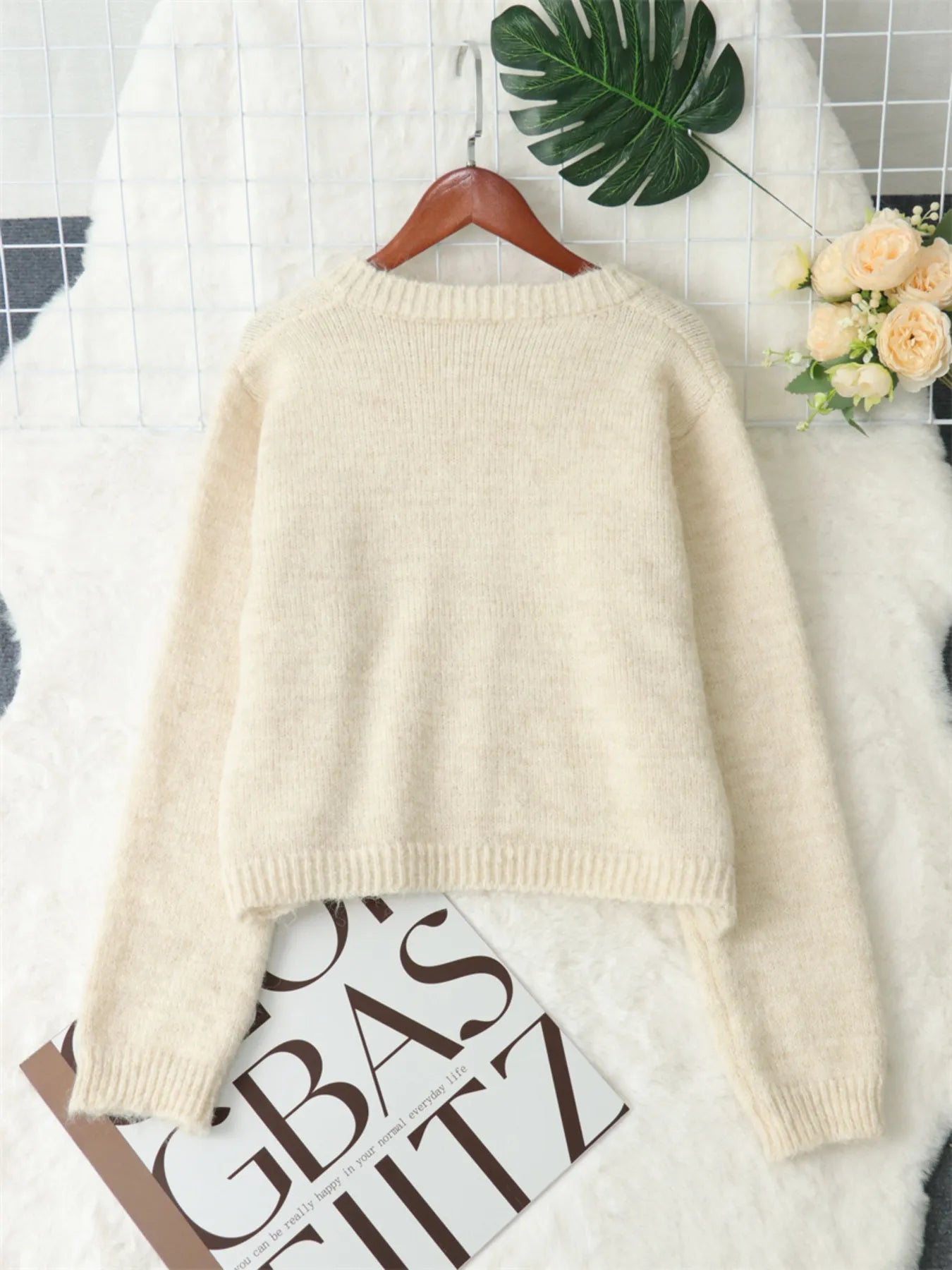 Button-Up Ribbed Hem Cardigan with Chest Pocket